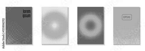 Brand Cover Set. Business Grey And Black  Flyer. Greyscale Music Pattern. Abstract Texture. Summer Concept With Minimal Art. Linear Shapes For Brand Folder. White Brand Cover