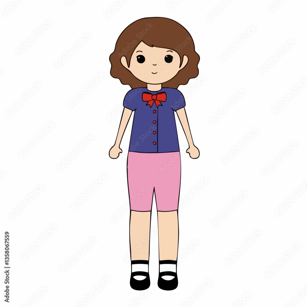 Vector illustration of a girl wearing a bow, Vector Image Vector illustration of a girl wearing a bow, Vector Image