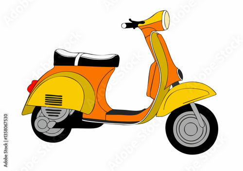 Vintage Scooter Illustration, Vector Image