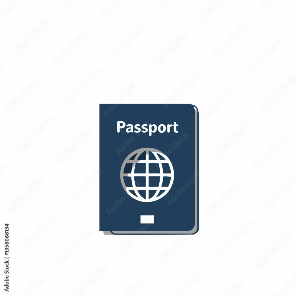 Passport Icon with Globe Graphic, Vector Image