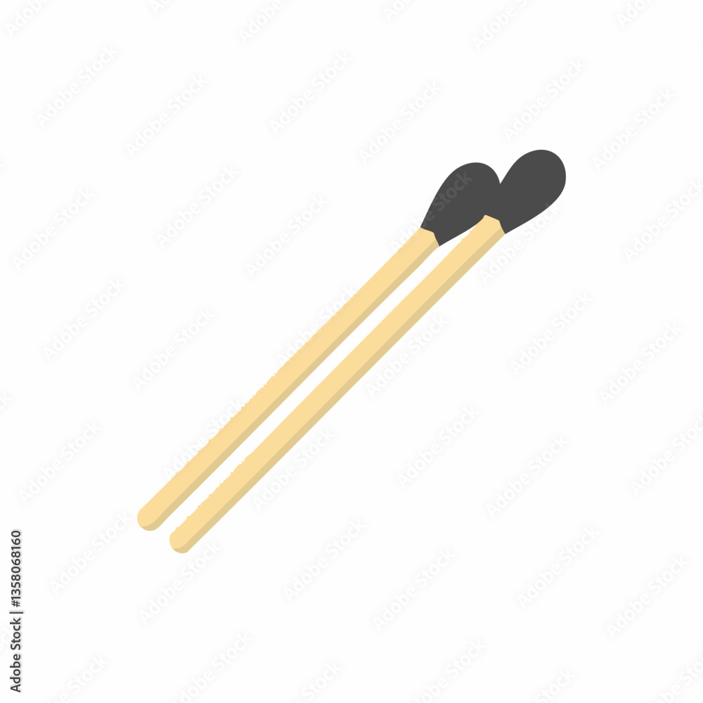 Naklejka premium Pair of Wooden Matches Illustration, Vector Image