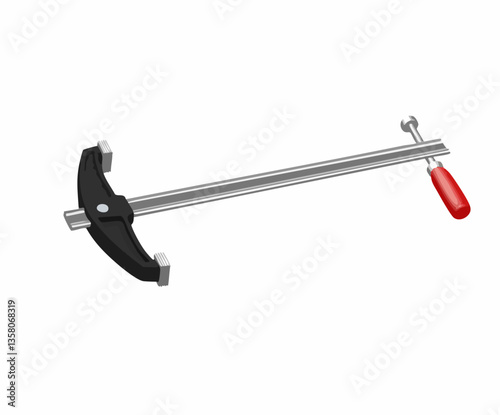 Long Bar Clamp Tool Isolated Illustration, Vector Image
