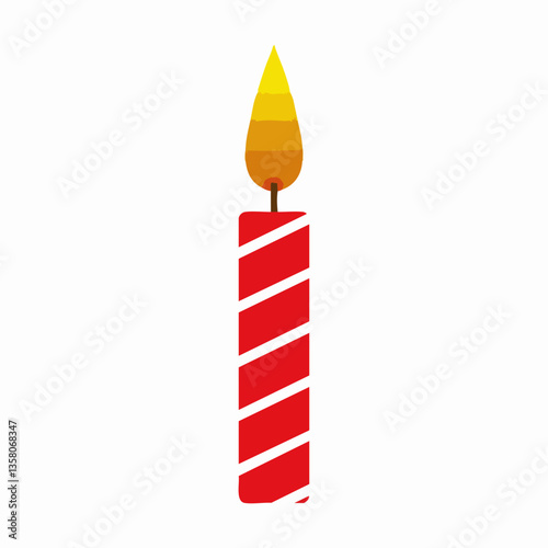Lit Candle with Diagonal Stripes, Vector Image