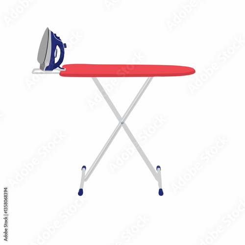 Ironing board with iron ready for use, Vector Image