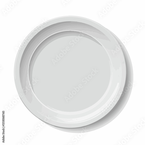 Empty Round Plate Top View Illustration, Vector Image