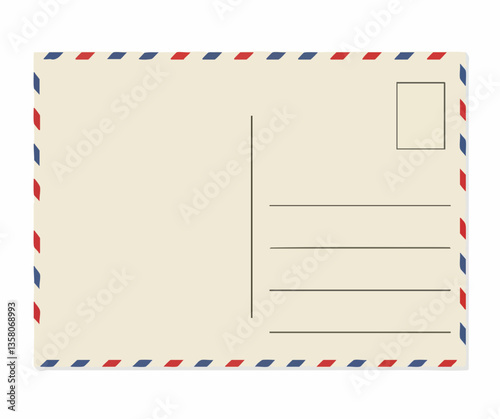 Blank Airmail Postcard Template, Vector Image