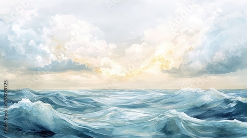 a watercolor painting of waves on a white background png and psd files