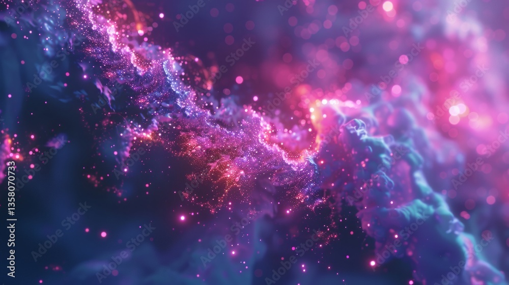 Mystic Nebula Cloud: Abstract Pink Purple Galaxy Space, Cosmic Dust, Fantasy Background