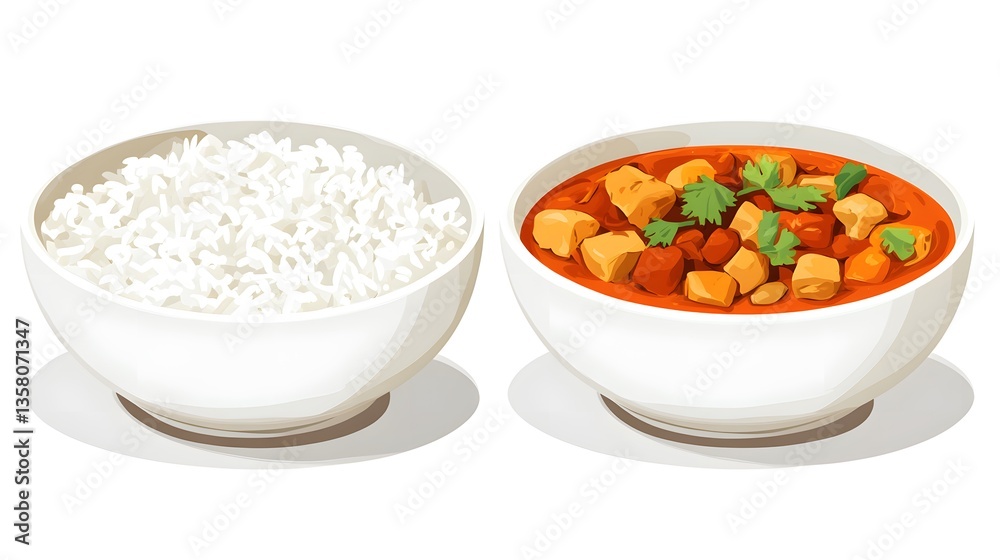 Delicious Curry and Rice Cartoon Vector Illustration for Culinary Blogs and Restaurant Menus Delicious Curry and Rice Cartoon Vector Illustration for Culinary Blogs and Restaurant Menus