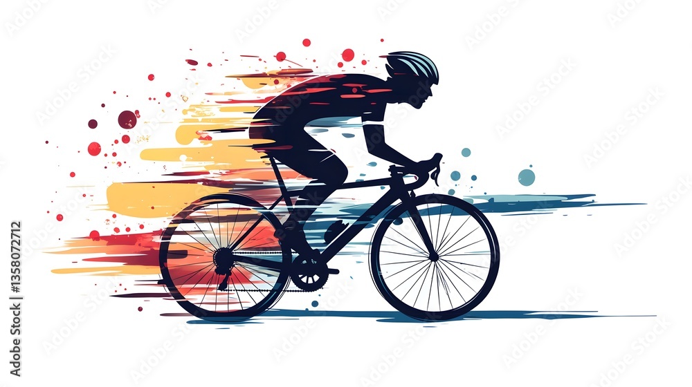 Fototapeta premium Professional Cycling Sport Icon: Silhouette of Bicycle Racer for Graphics & Designs