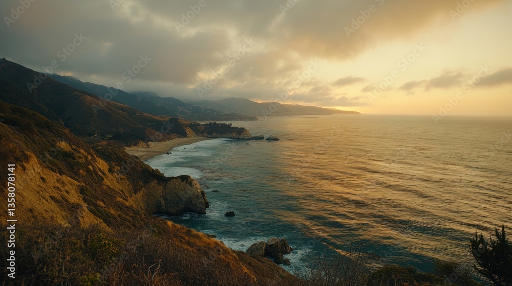 Coastal Sunset Over Dramatic Pacific Ocean Cliffs Coastal Sunset Over Dramatic Pacific Ocean Cliffs