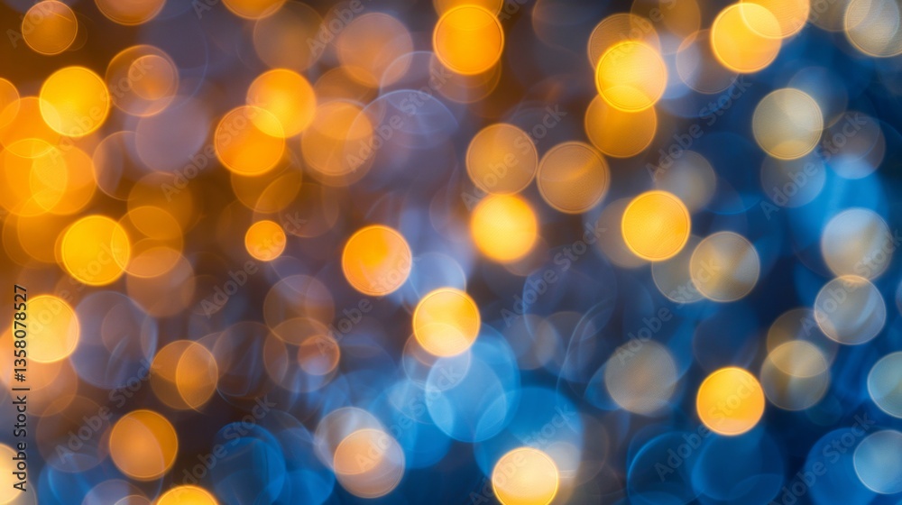 Abstract Bokeh Lights Background, Festive Gold And Blue Color Abstract Bokeh Lights Background, Festive Gold And Blue Color