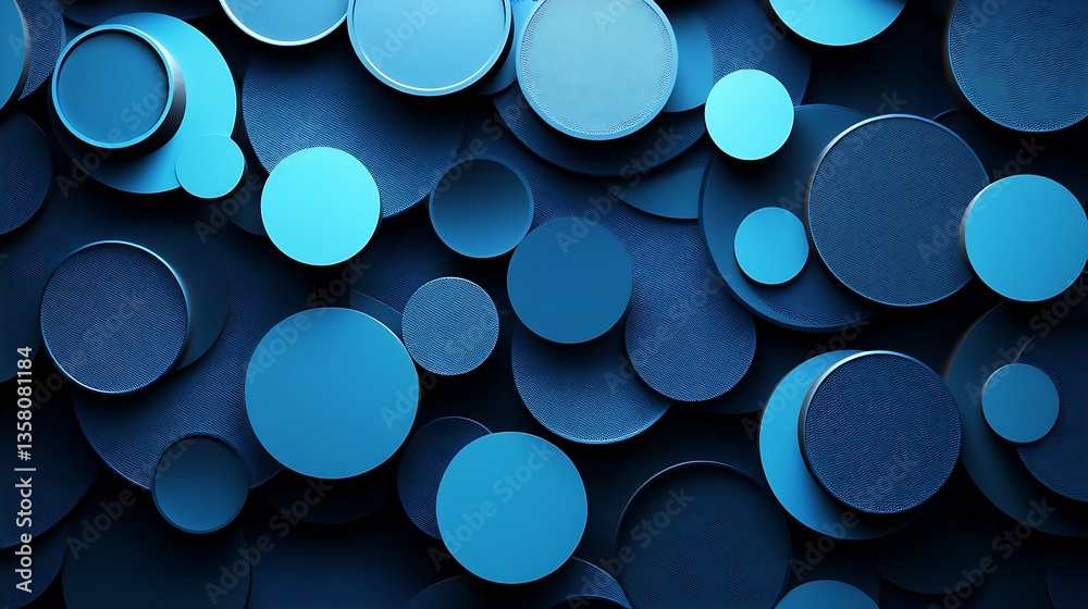 Blue Round Circle Icon Pattern - Modern Abstract Design Blue Round Circle Icon Pattern - Modern Abstract Design