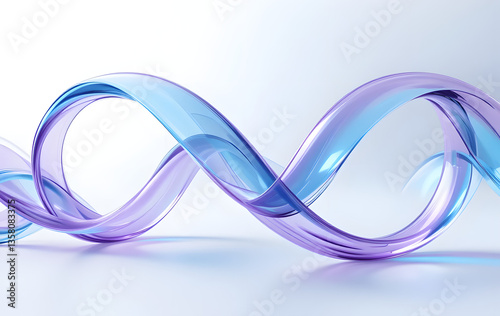 3d render of colorful glass ribbon in white background, soft blue and purple gradient, pastel color palette, modern design, minimalist style, elegant curves, abstract shapes, futuristic elements