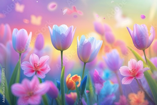 Colorful Dreamy Gradient Canvas Featuring Spring Colors and Smooth Transitions