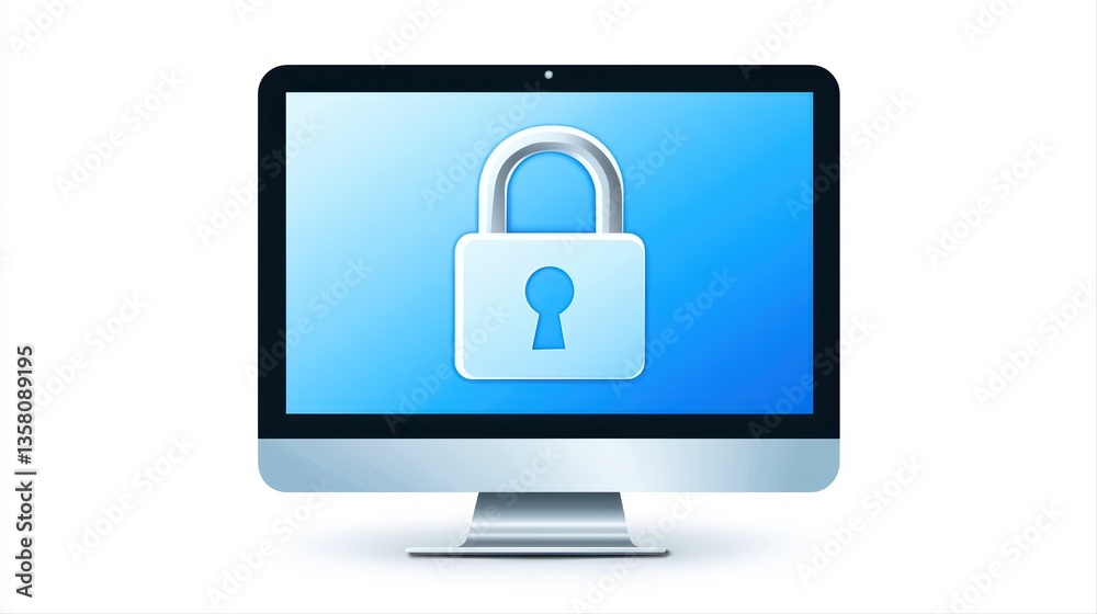 Computer screen with lock symbol for security concept Computer screen with lock symbol for security concept