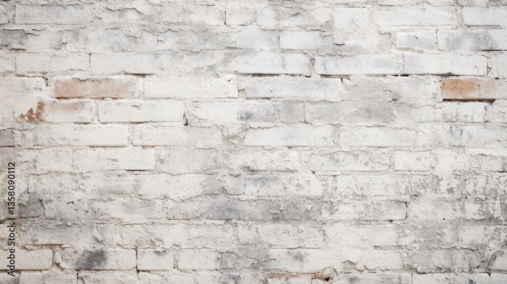 Fototapeta premium Abstract aged white brick wall texture background. AI generated image