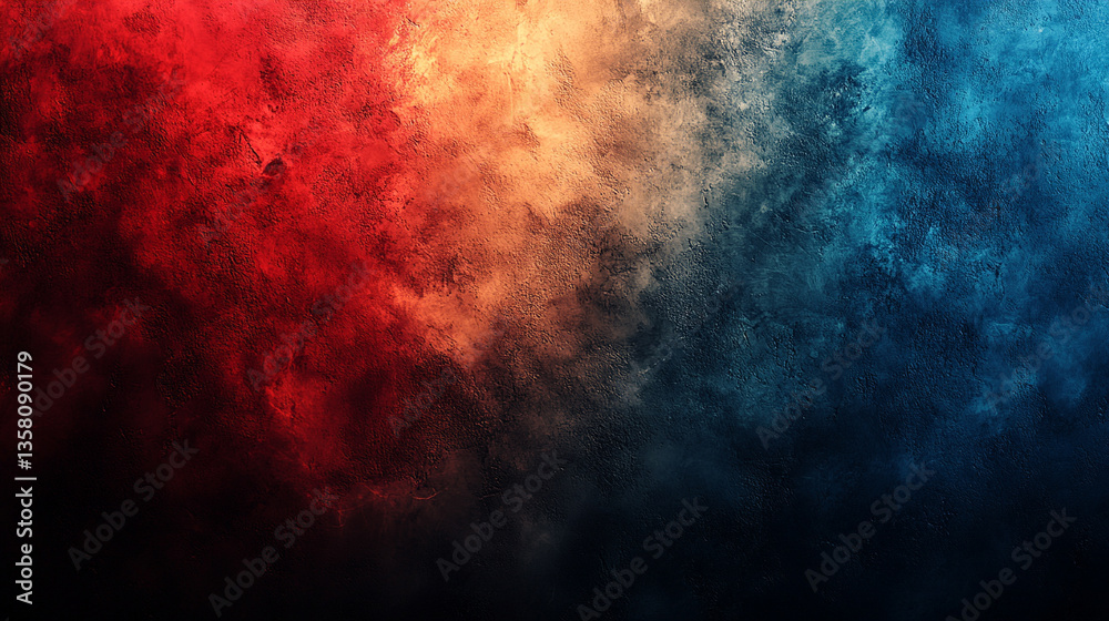 Obraz premium black and red blurred background with rough grunge grain texture, accented by a dark green glowing gradient and noise effect. Minimalistic bright light tone with empty caption space for modern design