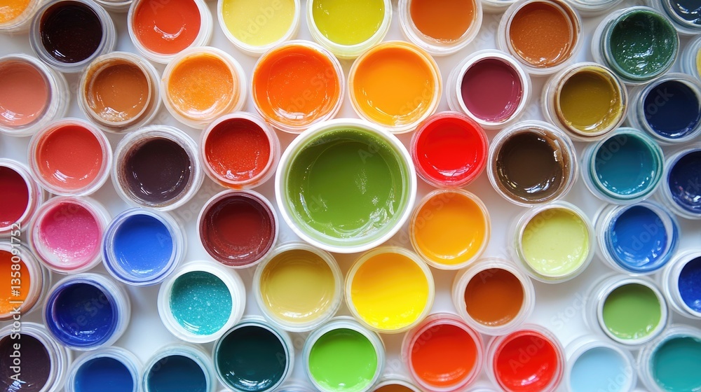 Colorful Paint Pots Arranged In A Circular Pattern Colorful Paint Pots Arranged In A Circular Pattern