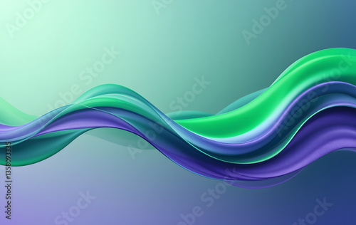 Green violet neon liquid waves abstract the background. Abstract green and purple soft waves background. Gradient design element for banner, wallpaper, poster, cover