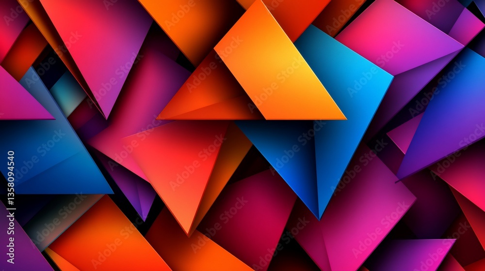 Obraz premium Dynamic Composition of Interlocking Colorful Triangular Geometric Shapes