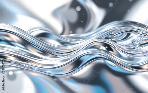 3d holographic ribbon glass morphism wave line isolated on abstract background render. Iridescent curve liquid shape with colorful hologram gradient. Multicolored Glass Background