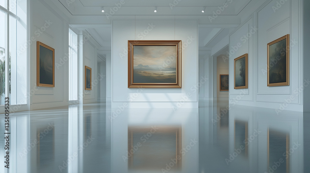 Art Gallery Interior with Paintings and Modern Design Art Gallery Interior with Paintings and Modern Design