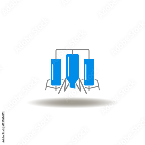 Vector illustration of production columns factory reactor manufacture. Symbol of concrete industry. Icon of cement production plant.