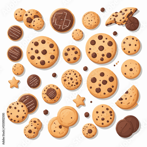 dessert, cookie, food, sweet, biscuit, bakery, background, chocolate, delicious, snack, candy, brown, homemade, bake, tasty, cake, isolated, chip, breakfast, pastry, closeup, fresh, crunchy, sugar, ve