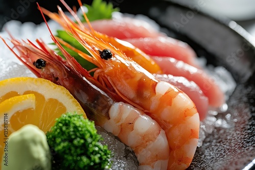 Delicious Shrimp Sushi Platter with Fresh Ingredients and Vibrant Colors