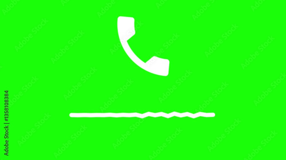 Minimalist Analog Line Phone Calling with Audio Sound Wave Animation on Green Background