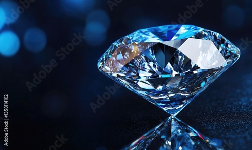 A blue diamond is on a dark background