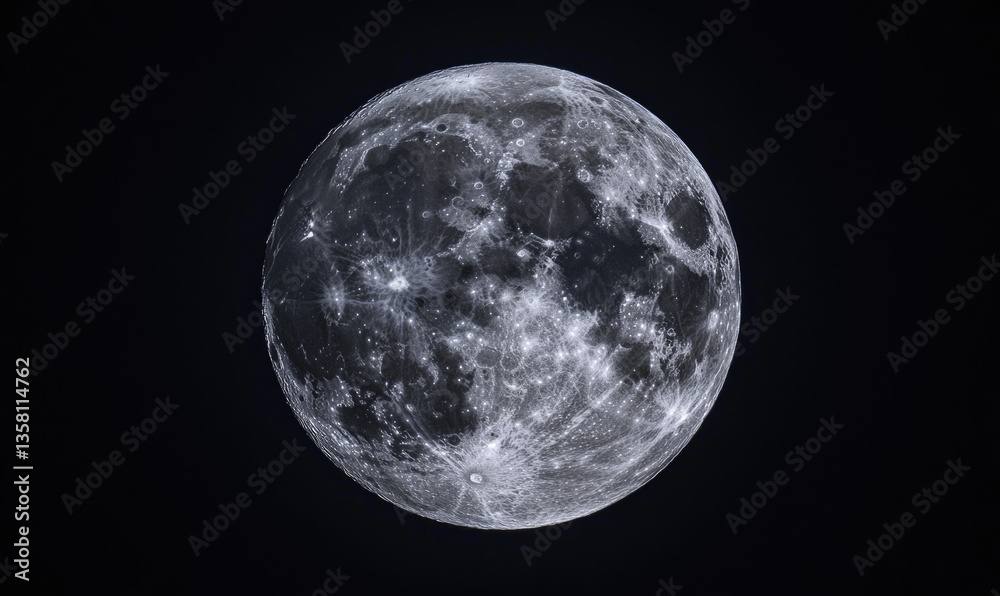 Fototapeta premium A large, full moon is the main focus of this image