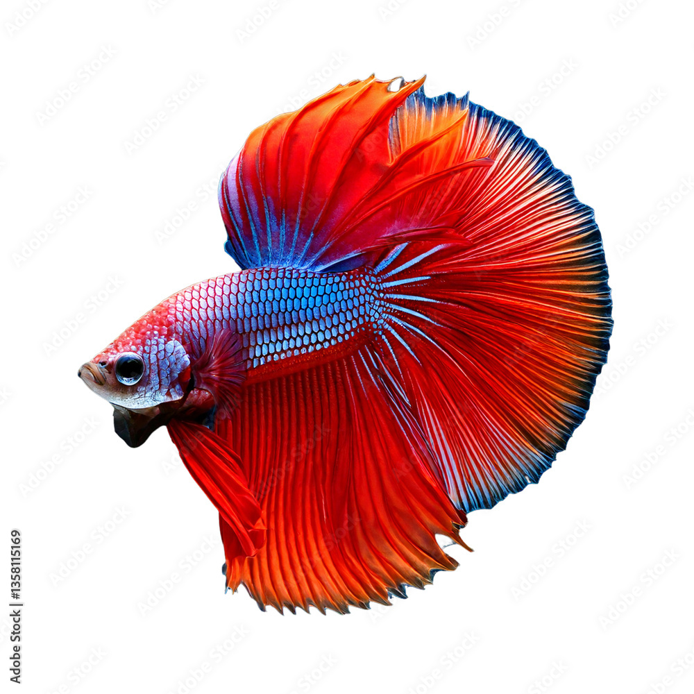 red siamese fighting fish isolated Vibrant Betta Fish: Ornamental Freshwater Aquarium