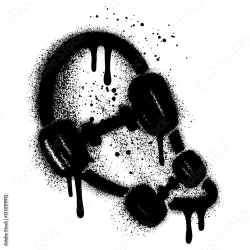 Skateboard graffiti sprayed with spray paint isolated on white background. EPS 10.