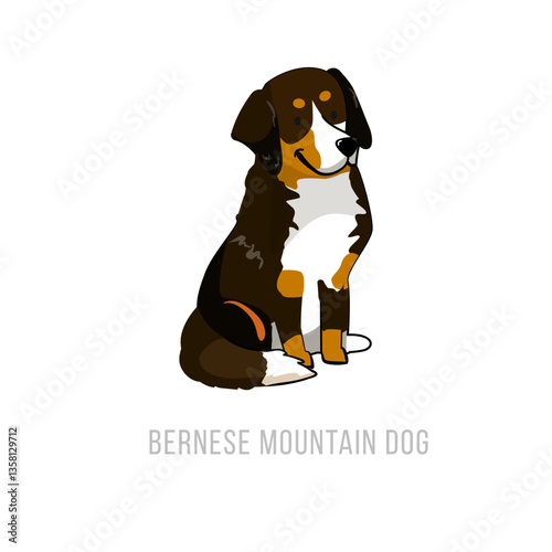 Cartoon Bernese Mountain Dog Illustration