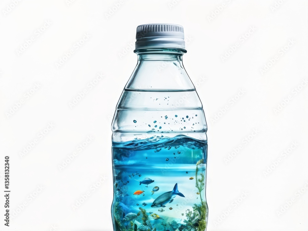 bottle of water with ice isolated on white background . bottle of water with ice isolated on white background .