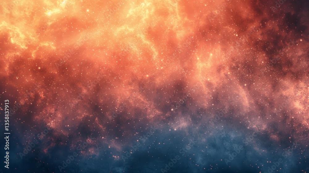 Fototapeta premium Fiery Cosmic Nebula: Abstract Galaxy Background With Stars And Space Dust, Universe Dreamscape