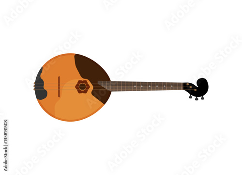 Vector illustration of an orange domra with a round body.