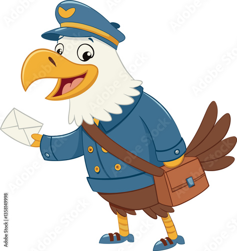 Cartoon Eagle Postal Worker Vector Illustration Isolated on a White Background