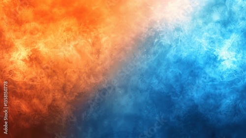 Abstract Fire And Ice Background, Orange And Blue Texture, Fluid Art