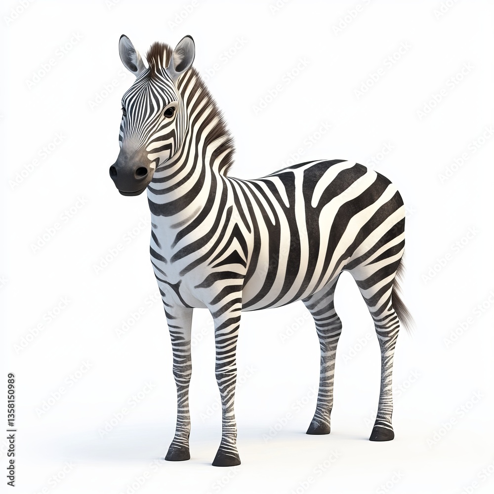 Obraz premium Funny zebra isolated on white background. 3D rendering