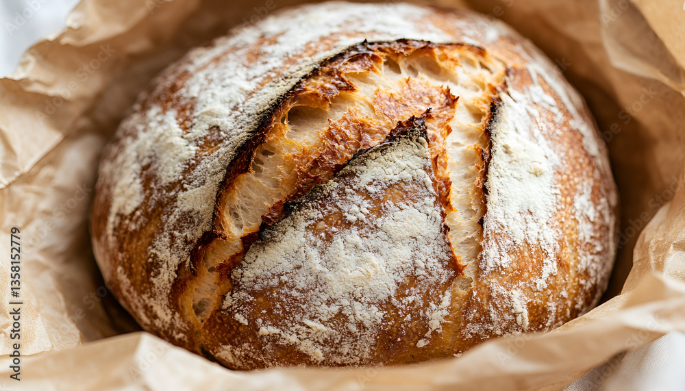 Three loaves of artisan bread with nuts were baked inside a basket Three loaves of artisan bread with nuts were baked inside a basket