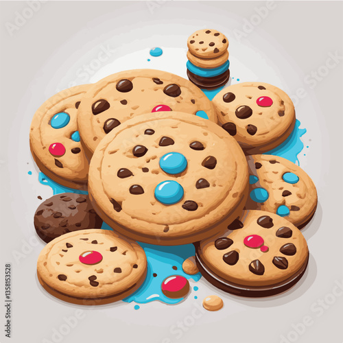 dessert, cookie, food, sweet, biscuit, bakery, background, chocolate, delicious, snack, candy, brown, homemade, bake, tasty, cake, isolated, chip, breakfast, pastry, closeup, fresh, crunchy, sugar, ve
