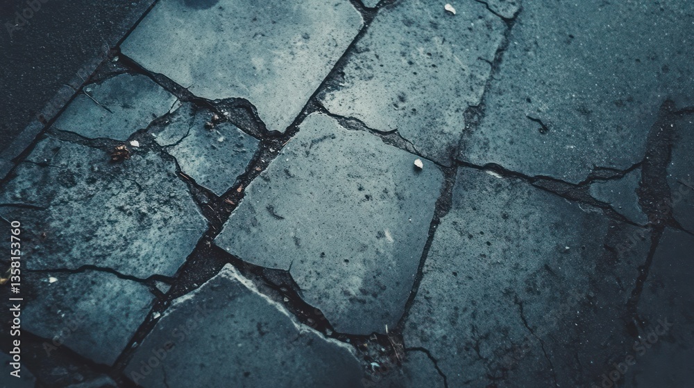 Obraz premium Cracked Stone Pavement Texture Surface Detail