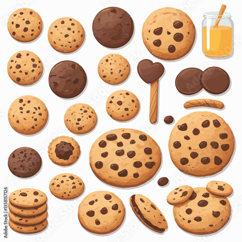 dessert, cookie, food, sweet, biscuit, bakery, background, chocolate, delicious, snack, candy, brown, homemade, bake, tasty, cake, isolated, chip, breakfast, pastry, closeup, fresh, crunchy, sugar, ve