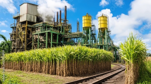 Sugarcane Plant Processing Factory With Rail Tracks