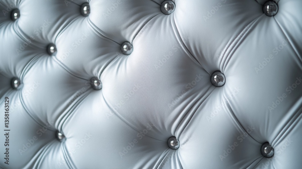 Fototapeta premium Gray Velvet Upholstery with Diamond Tufting and Silver Buttons