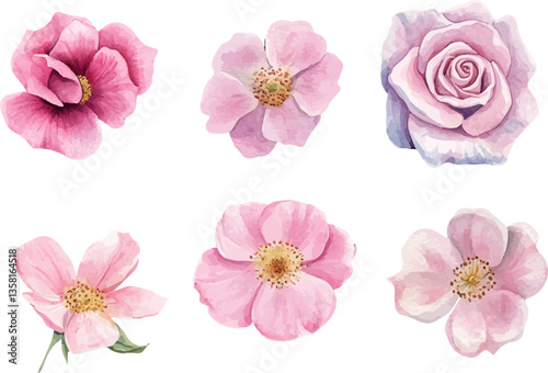 Wallpaper Mural set of pink flowers Torontodigital.ca