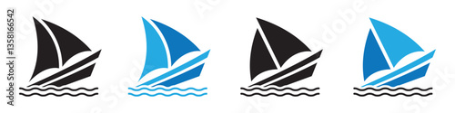 Sinking ship icon. Ship crash icon, vector illustration